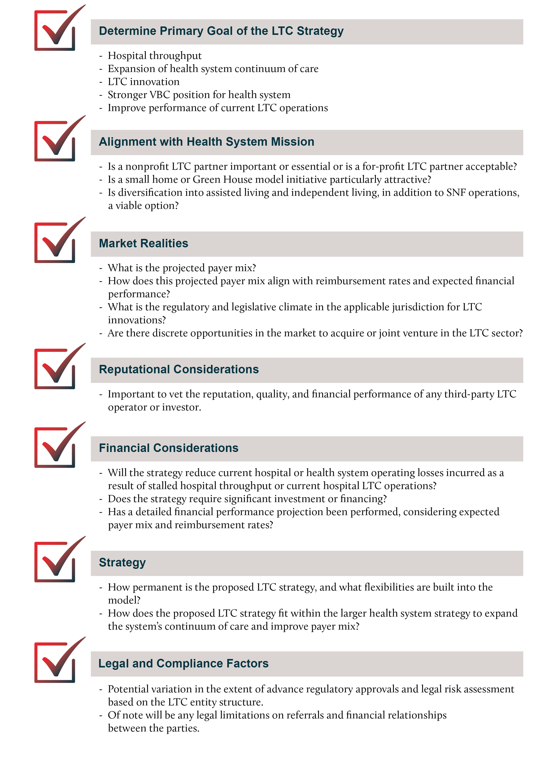 Health Care Key Considerations Checklist