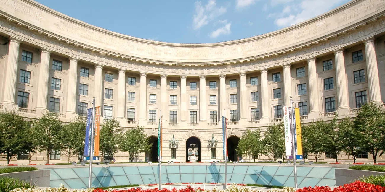 Panorama view of the Woodrow Wilson Plaza